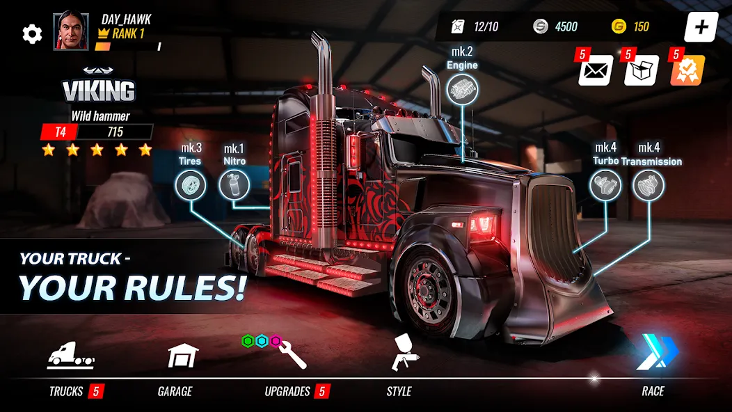 Big Rig Racing: Drag racing (Биг Риг Рейсинг) [МОД Mega Pack] Screenshot 1