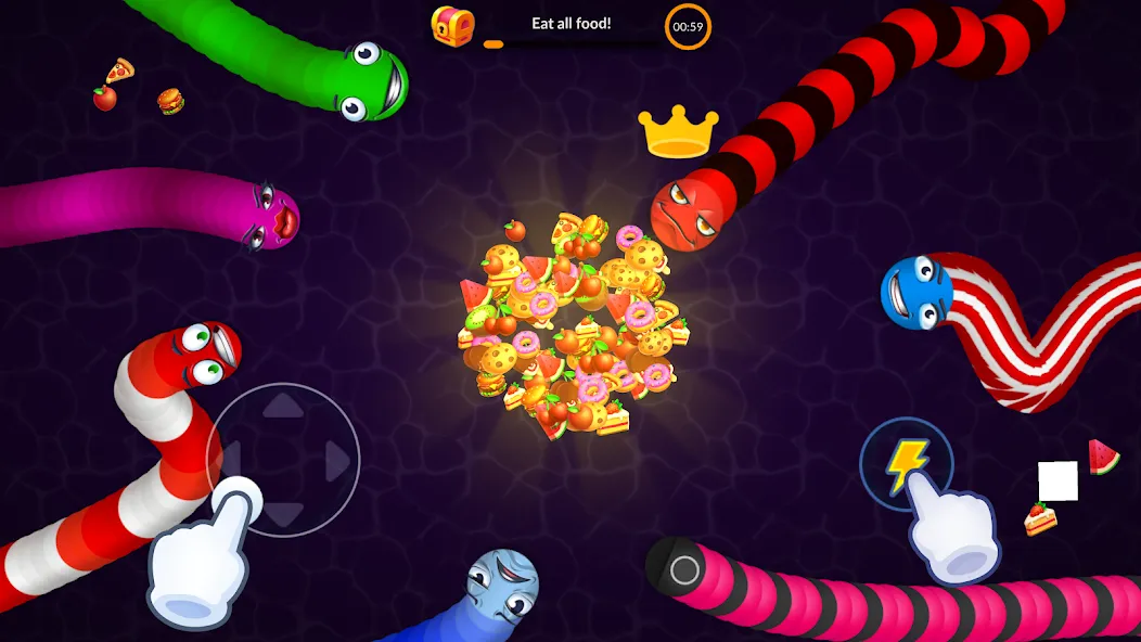 Snake vs Worms: Fun .io Zone [МОД Все открыто] Screenshot 4