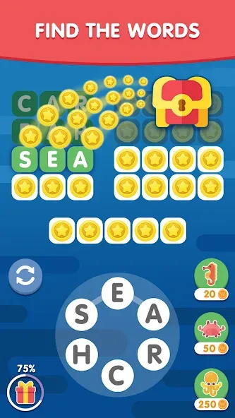 Word Search Sea: Word Puzzle [МОД Много монет] Screenshot 1