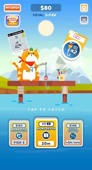 Idle Furry Fishing! [МОД Все открыто] Screenshot 1