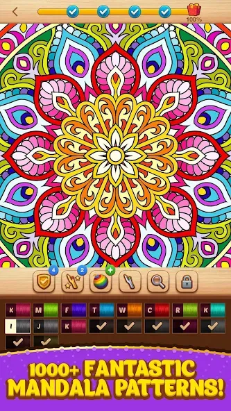 Cross Stitch Coloring Mandala (Кроссстиль раскрашивание мандала) [МОД Бесконечные монеты] Screenshot 1