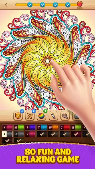 Cross Stitch Coloring Mandala (Кроссстиль раскрашивание мандала) [МОД Бесконечные монеты] Screenshot 3