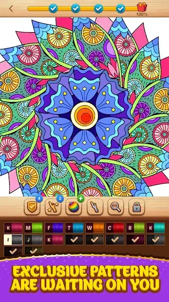 Cross Stitch Coloring Mandala (Кроссстиль раскрашивание мандала) [МОД Бесконечные монеты] Screenshot 4