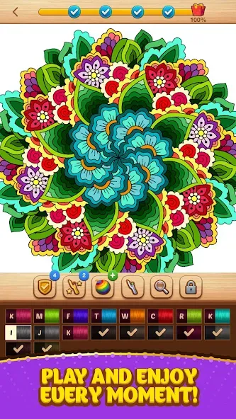 Cross Stitch Coloring Mandala (Кроссстиль раскрашивание мандала) [МОД Бесконечные монеты] Screenshot 5