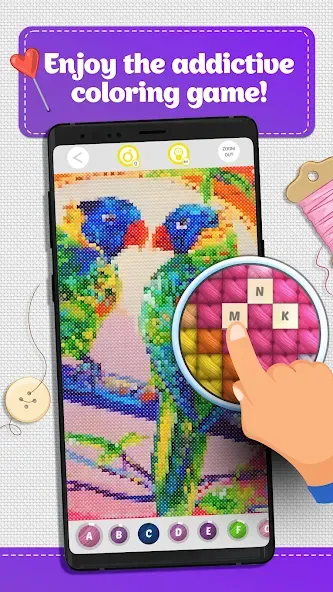 Cross Stitch Coloring Art (Кроссстич окрашивание искусства) [МОД Все открыто] Screenshot 1
