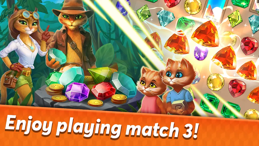 Indy Cat 2: Match 3 game [МОД Unlimited Money] Screenshot 1