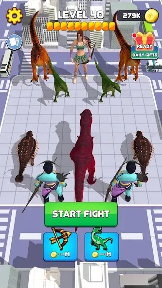 Dinosaur Monster Fight Battle (Бамбам Монстр Против 100 Дверей) [МОД Много денег] Screenshot 2