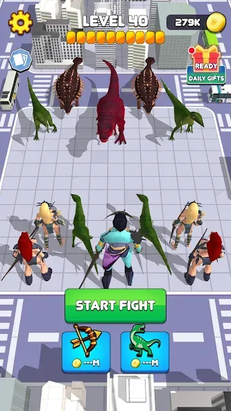 Dinosaur Monster Fight Battle (Бамбам Монстр Против 100 Дверей) [МОД Много денег] Screenshot 3