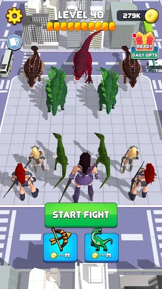 Dinosaur Monster Fight Battle (Бамбам Монстр Против 100 Дверей) [МОД Много денег] Screenshot 4
