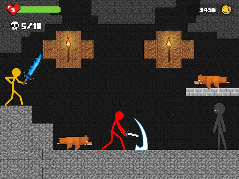 Stick-man Battle - Craft World [МОД Бесконечные монеты] Screenshot 1