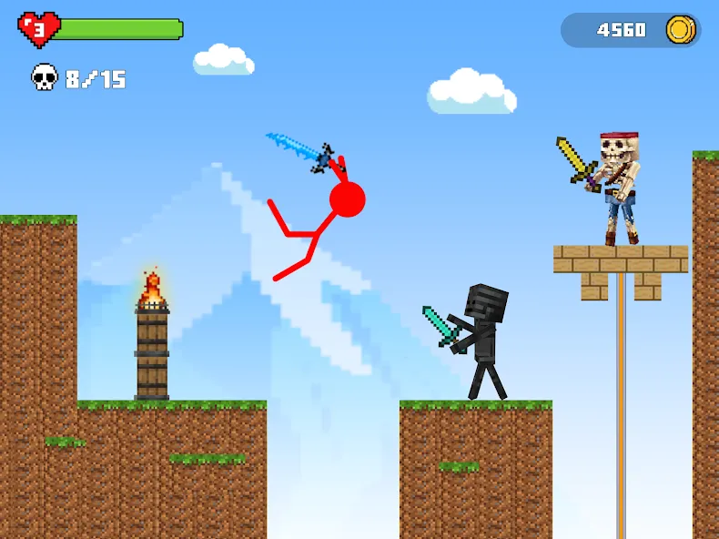 Stick-man Battle - Craft World [МОД Бесконечные монеты] Screenshot 2