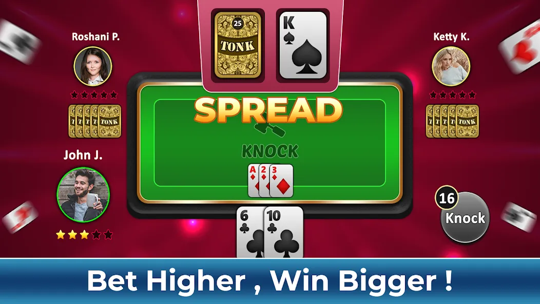 Tonk Rummy Card Game (Тонк Рамми карточная игра) [МОД Много монет] Screenshot 2