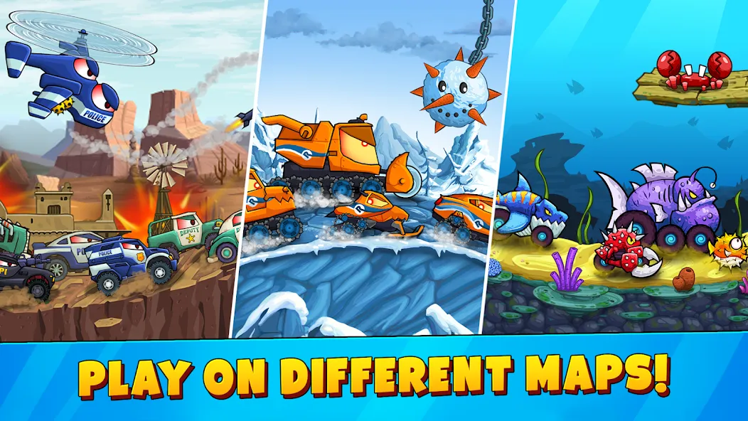 Car Eats Car 3 Hill Climb Race (Кар Ейтс Кар 3) [МОД Mega Pack] Screenshot 2