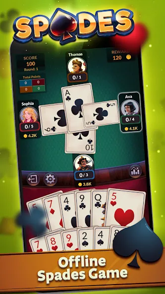 Spades - Offline Card Games (Спейдс) [МОД Все открыто] Screenshot 1