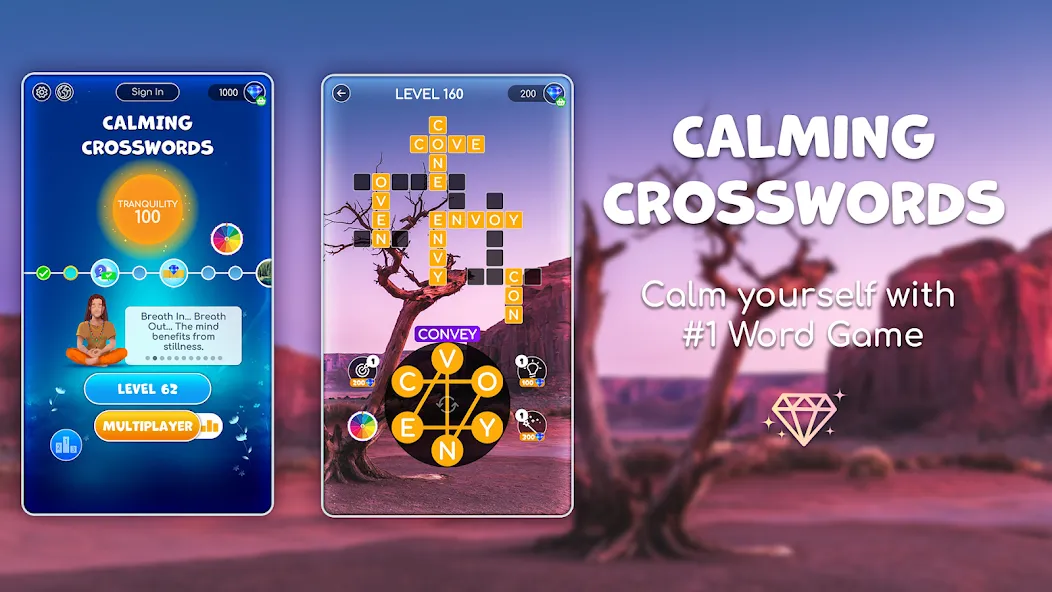 Calming Crosswords Word Puzzle [МОД Бесконечные монеты] Screenshot 1