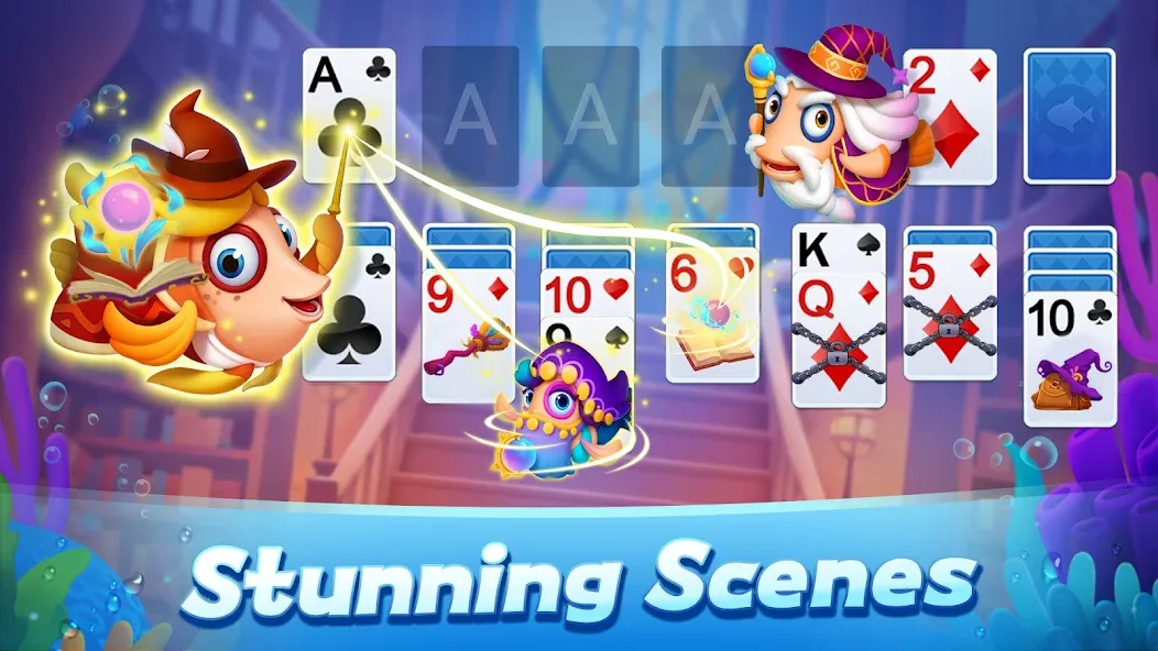 Solitaire 3D Fish [МОД Бесконечные монеты] Screenshot 3