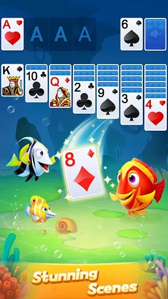 Solitaire 3D Fish [МОД Бесконечные монеты] Screenshot 4