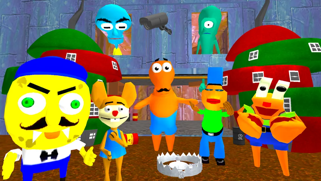 Sponge Neighbor Escape 3D (Спонж Сосед Побег 3D) [МОД Меню] Screenshot 1