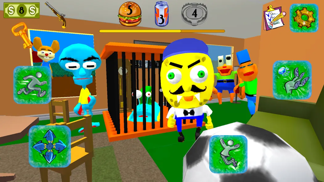 Sponge Neighbor Escape 3D (Спонж Сосед Побег 3D) [МОД Меню] Screenshot 2