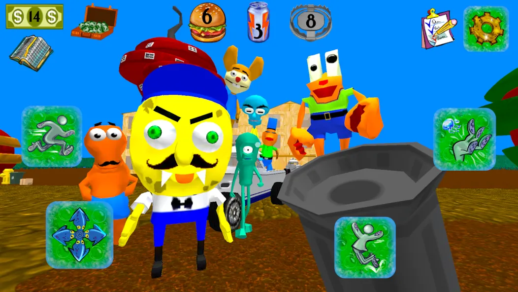Sponge Neighbor Escape 3D (Спонж Сосед Побег 3D) [МОД Меню] Screenshot 3