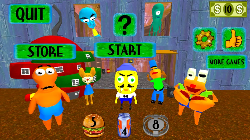 Sponge Neighbor Escape 3D (Спонж Сосед Побег 3D) [МОД Меню] Screenshot 5