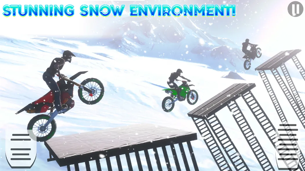 Snow Tricky Bike Stunt Race 3D [МОД Menu] Screenshot 2