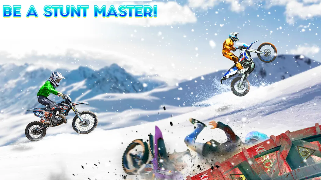 Snow Tricky Bike Stunt Race 3D [МОД Menu] Screenshot 3