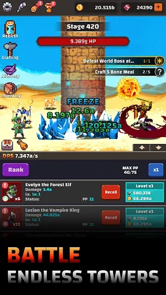 Tower Quest: Pixel Idle RPG (тауэр квест) [МОД Бесконечные монеты] Screenshot 1