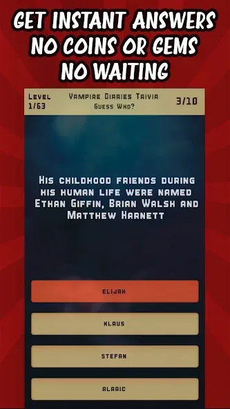 Vampire Diaries Quiz Trivia (Вампирские дневники викторина виктрия) [МОД Mega Pack] Screenshot 3