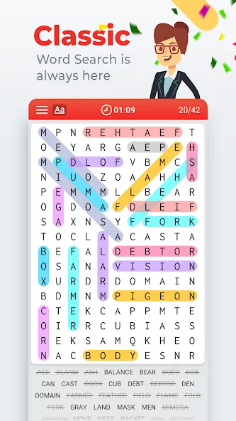 Word Search Colorful [МОД Много денег] Screenshot 1
