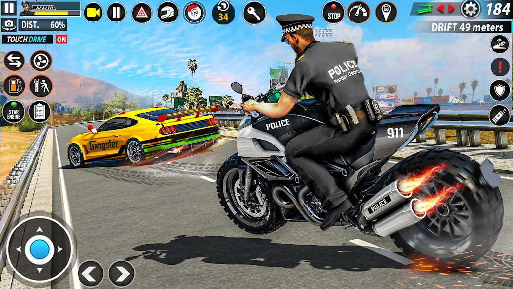 Police Moto Bike Chase Crime (Полицейская мотоциклетная погоня за преступником) [МОД Все открыто] Screenshot 5