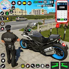 Скачать взломанную Police Moto Bike Chase Crime (Полицейская мотоциклетная погоня за преступником)  [МОД Все открыто]