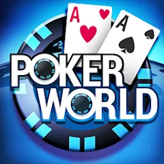 Взломанная Poker World, Offline TX Holdem (Покер Ворлд)  [МОД Бесконечные монеты]