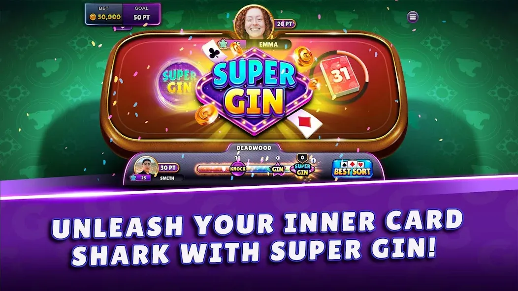Gin Rummy Super - Card Game (Джин Рамми Супер) [МОД Menu] Screenshot 1