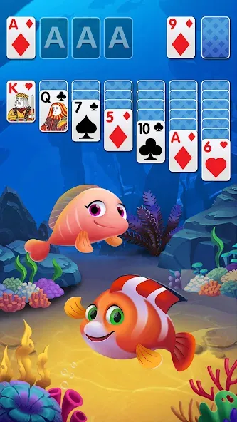 Solitaire Fish Klondike Card (Солитер Карточная игра Клондайк Фиш) [МОД Много монет] Screenshot 1