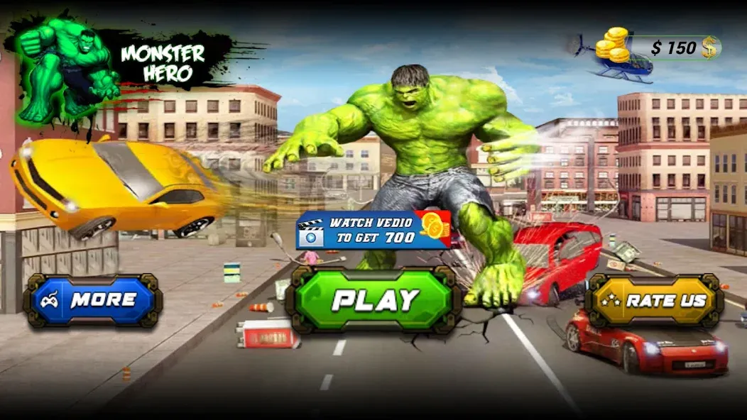 Monster Superhero: Green Fight [МОД Много денег] Screenshot 1