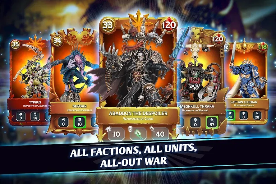 Warhammer Combat Cards - 40K (Вархаммер Комбат Кардс) [МОД Menu] Screenshot 1