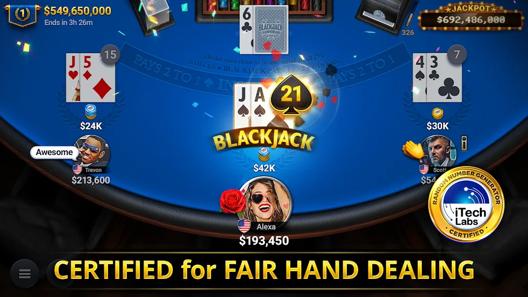 Blackjack Championship (Блэкджек Чемпионат) [МОД Много денег] Screenshot 1