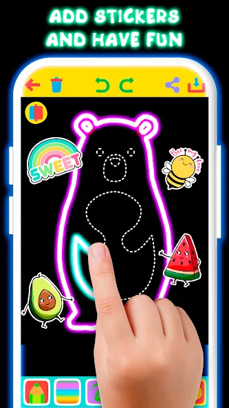 Drawing For Kids - Glow Draw [МОД Бесконечные деньги] Screenshot 2