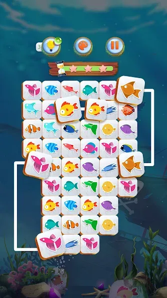 Mahjong Connect Fish World (Мацзян Коннект Рыбный Мир) [МОД Бесконечные монеты] Screenshot 1