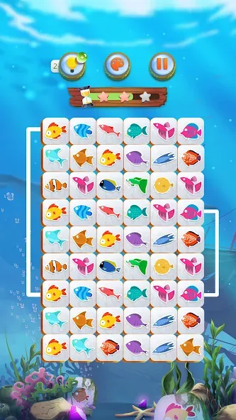 Mahjong Connect Fish World (Мацзян Коннект Рыбный Мир) [МОД Бесконечные монеты] Screenshot 2