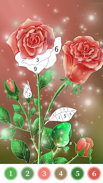 Rose Coloring Book Color Games [МОД Много денег] Screenshot 3