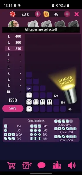Farkle Pro - 10000 dice game [МОД Бесконечные деньги] Screenshot 3