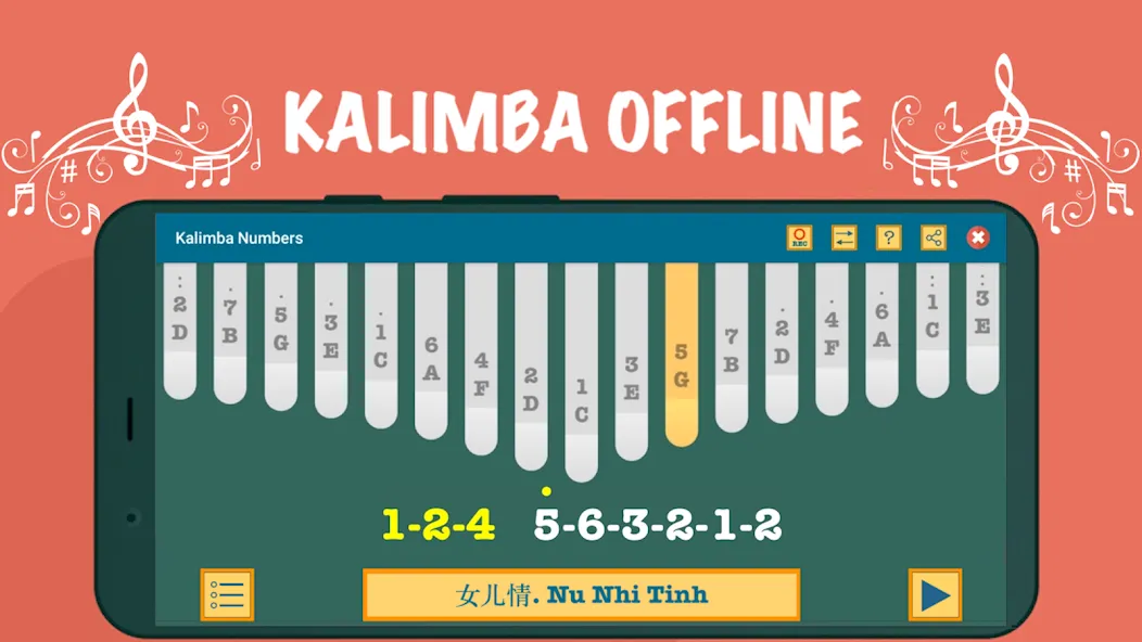 Kalimba App With Songs Numbers (Калимба приложение с песнями и цифрами) [МОД Unlocked] Screenshot 1