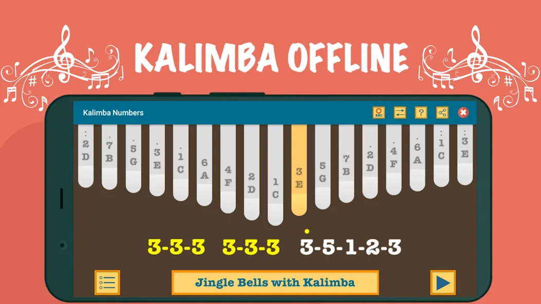 Kalimba App With Songs Numbers (Калимба приложение с песнями и цифрами) [МОД Unlocked] Screenshot 2
