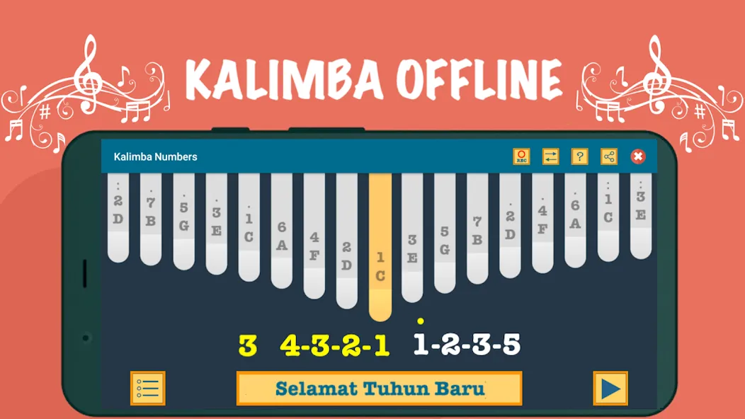 Kalimba App With Songs Numbers (Калимба приложение с песнями и цифрами) [МОД Unlocked] Screenshot 3