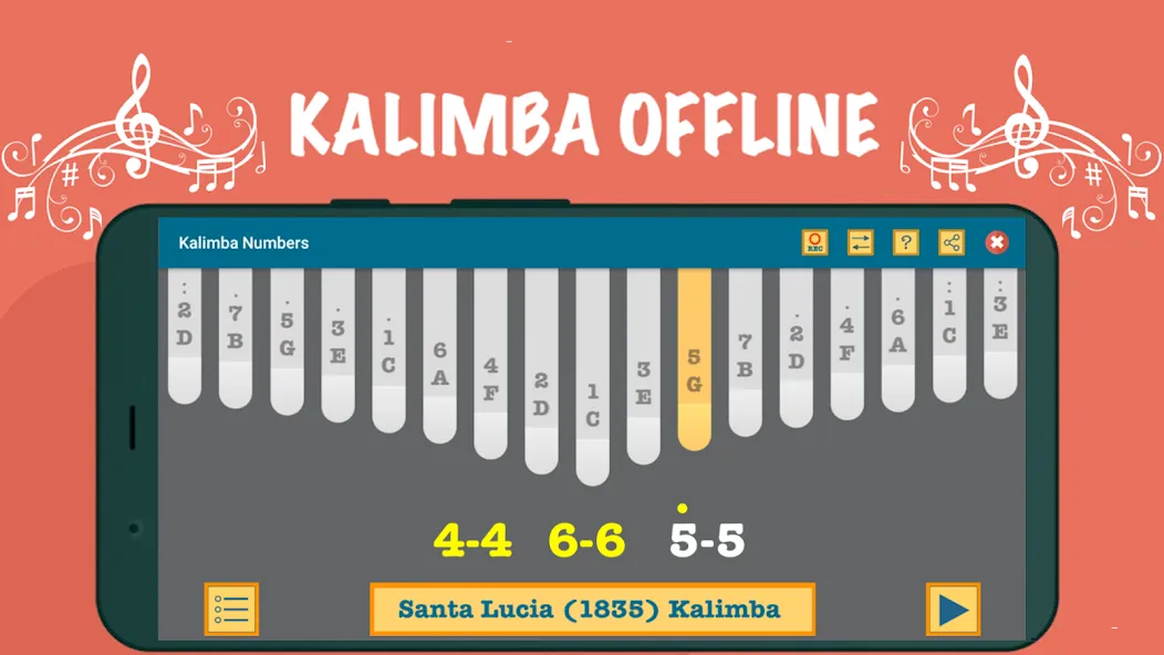 Kalimba App With Songs Numbers (Калимба приложение с песнями и цифрами) [МОД Unlocked] Screenshot 4