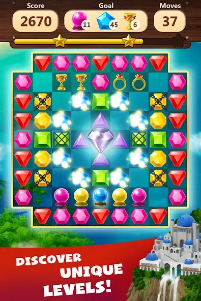 Jewels Planet - Match 3 Puzzle [МОД Menu] Screenshot 3